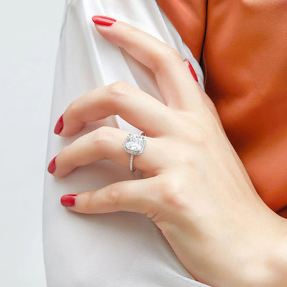 MuShan Jewelry 925 Sterling Silver Rings Bands Engagement Ring 7A Cubic Zirconia Delicate Anniversary Rings Bands  Women Gift