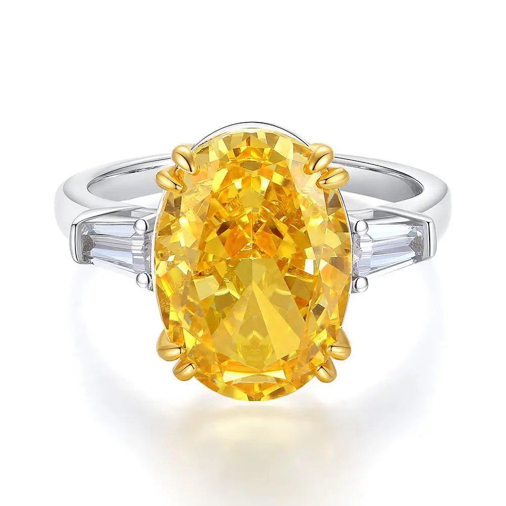 MUSHAN Luxury Jewelry S925 Pure Silver Yellow Diamond Ring  Ice Flower Cut 8a Zircon Stone Setting For Women
