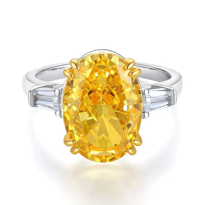 MUSHAN Luxury Jewelry S925 Pure Silver Yellow Diamond Ring  Ice Flower Cut 8a Zircon Stone Setting For Women