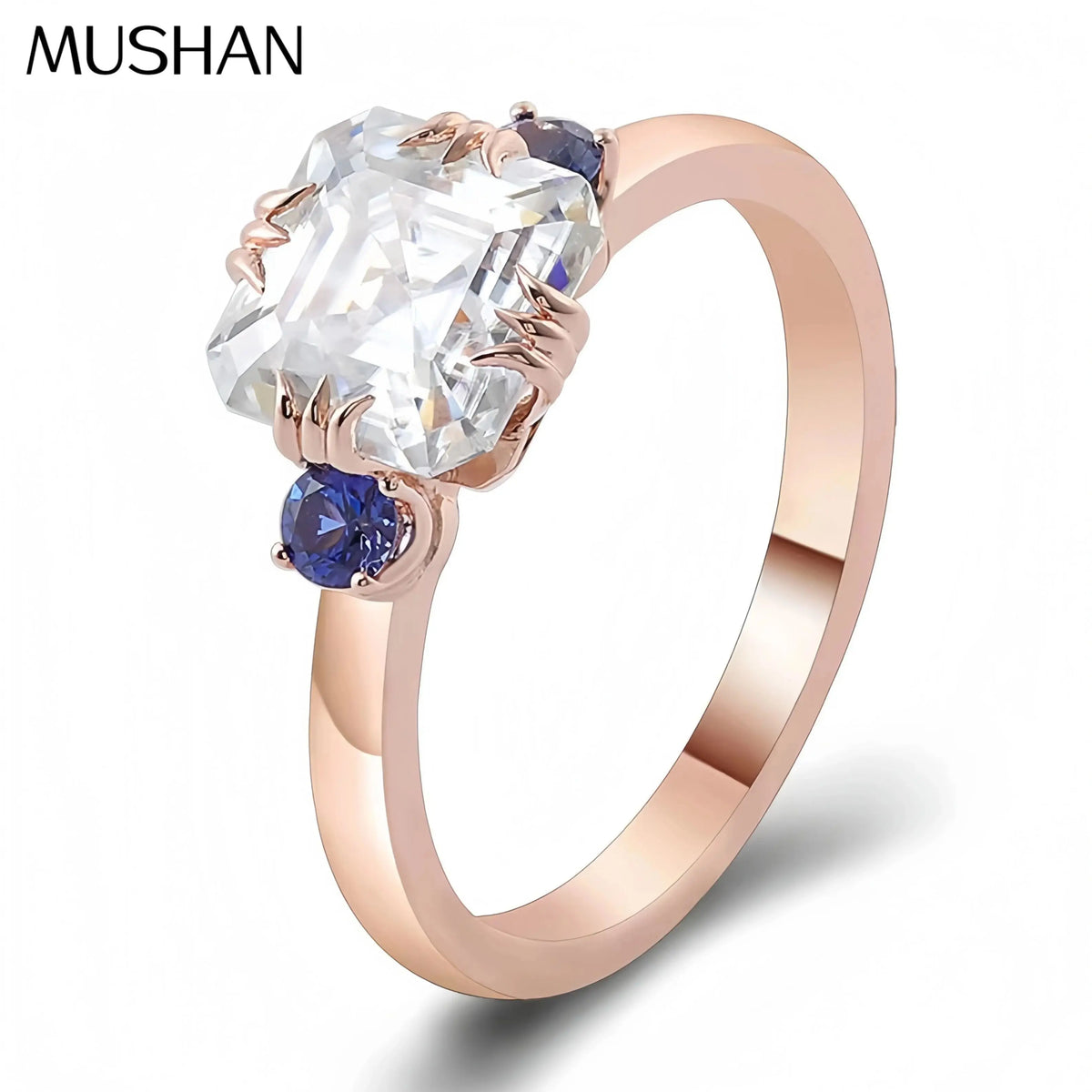 Anillo de compromiso MUSHAN de 2.5 quilates, moissanita color D VVS, banda de oro de 10k, 14k o 18k para mujer, joyería de lujo con piedras preciosas.