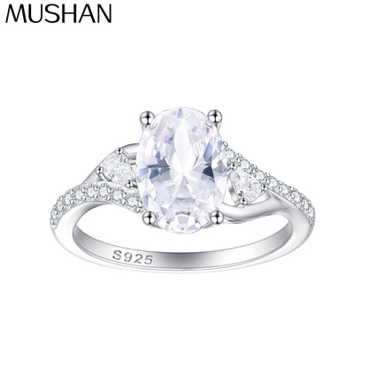Anillo de plata de ley 925 marca MuShan, con circonita de grado 5A, estilo princesa romántico para chicas, chapado en rodio, joyería fina.