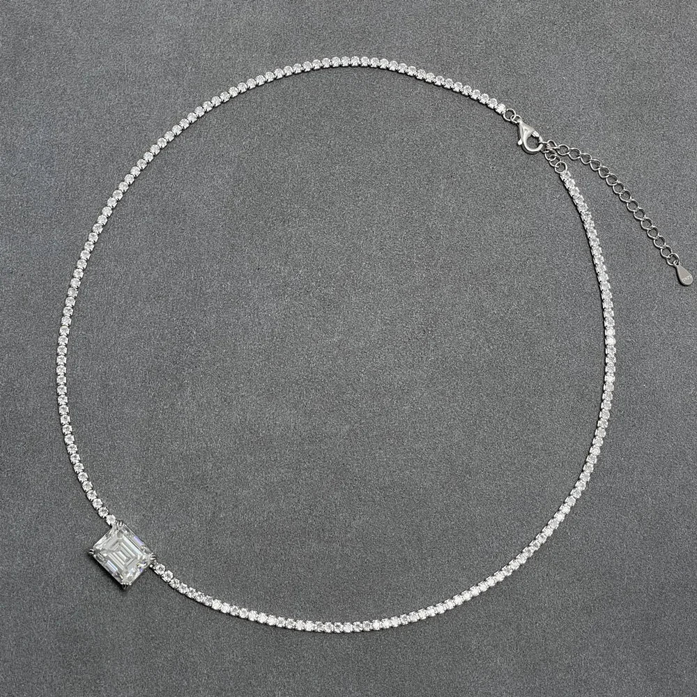 Collar de plata de ley 925 con halo de diamante moissanita de MuShan Luxury Jewelry, casual para prometida, colgante con patente MST bañado en oro de 18K