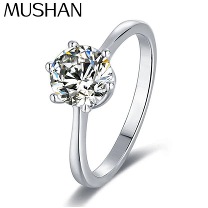 MuShan Jewelry 925 Sterling Silver Ring Moissanite D Color VVS1 Designer Classic Fancy Bold Rings Diamond Accessories