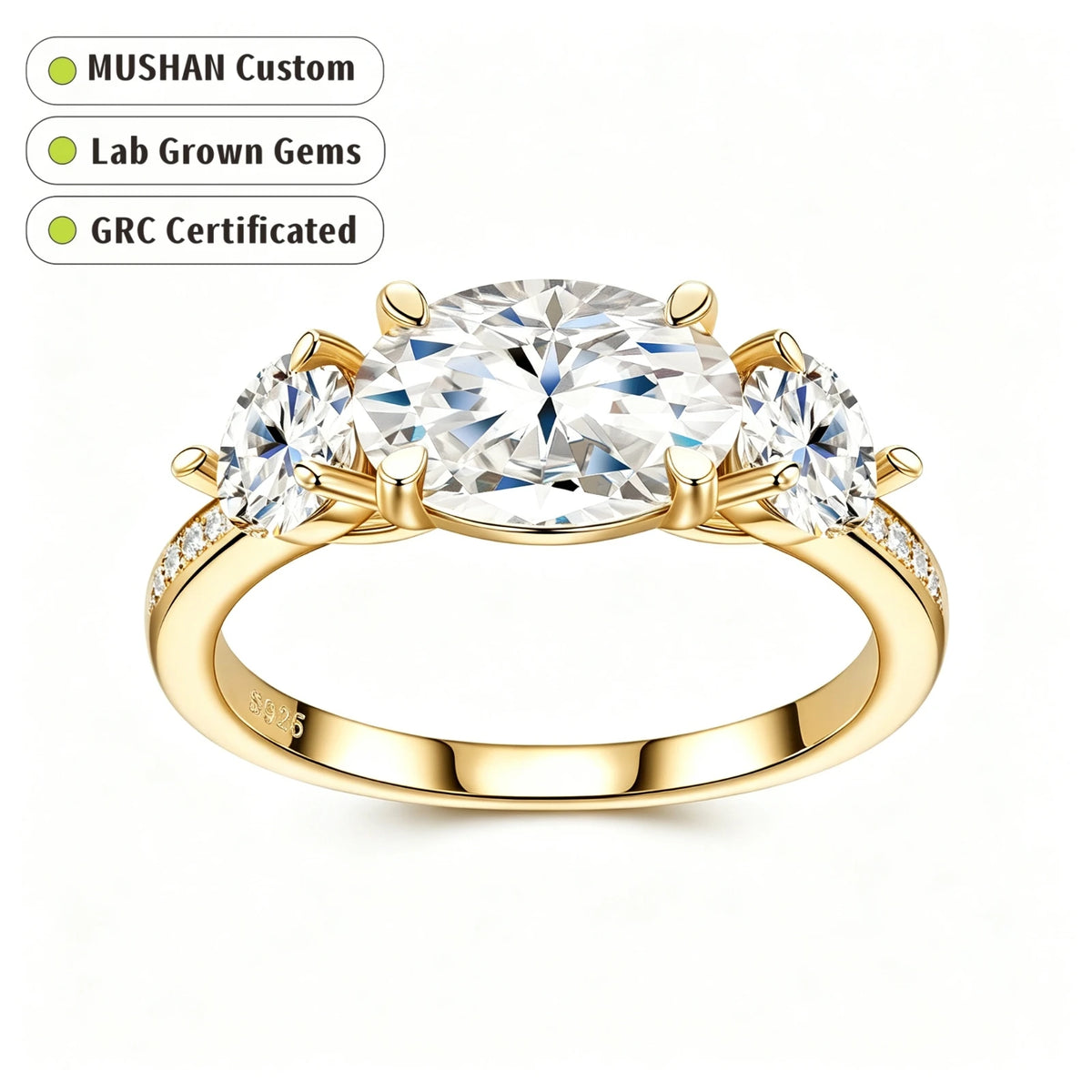 MUSHAN Custom Jewelry 925 Sterling Silver Ring Band 1.5 ct Lab Grown Gemstones Ruby Emerald Sapphire Sunflower Rings Jewelry