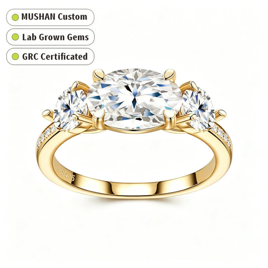 MUSHAN Custom Jewelry 925 Sterling Silver Ring Band 1.5 ct Lab Grown Gemstones Ruby Emerald Sapphire Sunflower Rings Jewelry