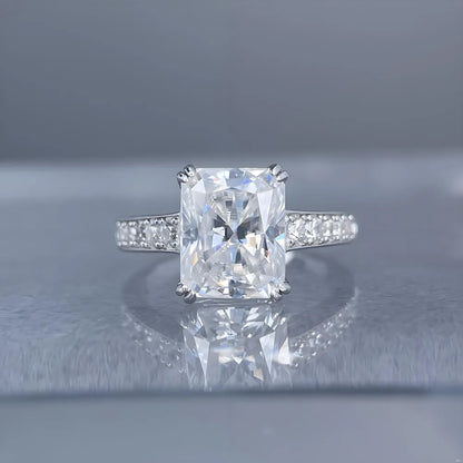 MUSHAN Luxury Jewelry 925 Sterling Silver Ring Band Women GRA Certificated Moissanite Diamond Emerald D Color Rings Fine Jewelry