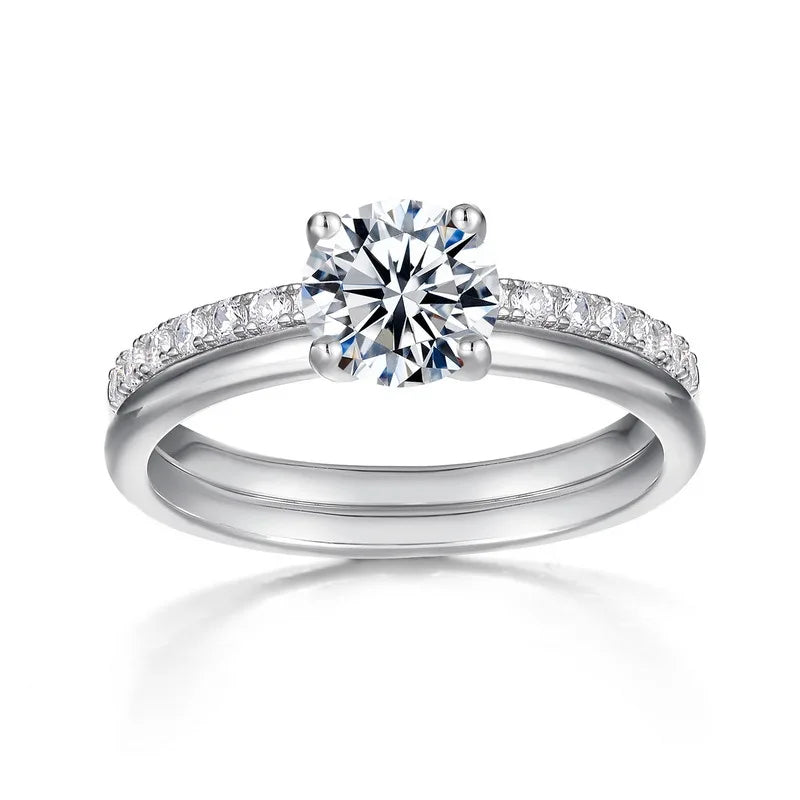 MuShan Brand Jewelry 925 Sterling Silver Rings Band Moissanite Diamond Rings Wedding D Color VVS1 Women MST Patent Fine Jewelry