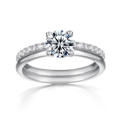 MuShan Brand Jewelry 925 Sterling Silver Rings Band Moissanite Diamond Rings Wedding D Color VVS1 Women MST Patent Fine Jewelry