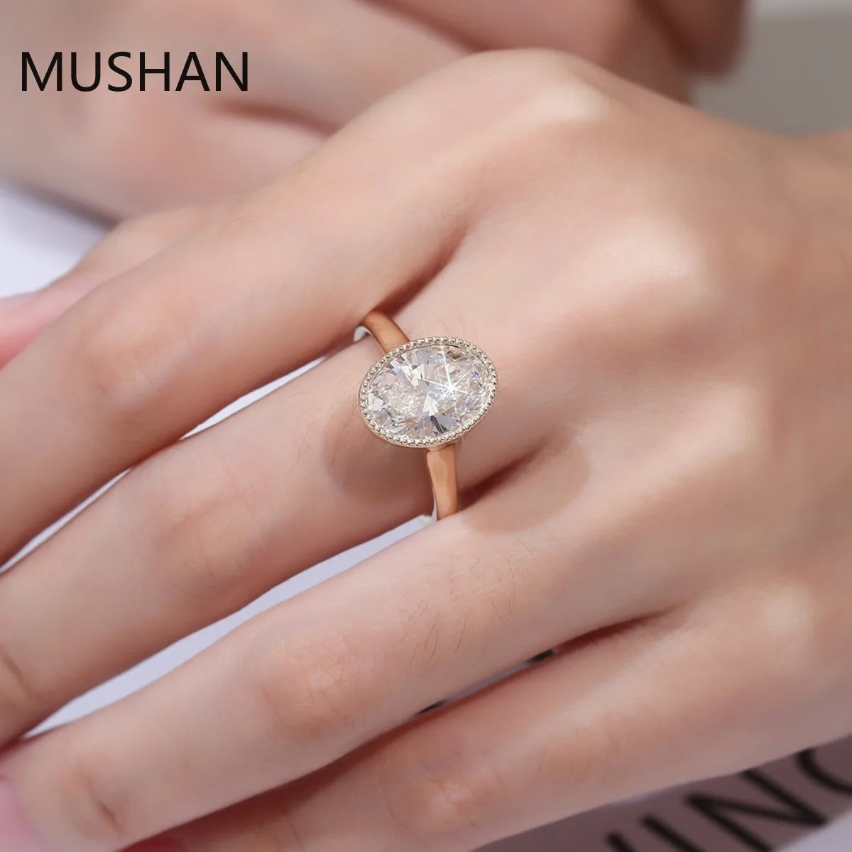 MUSHAN Luxury Custom 14K 18K Gold Rings Band Jewelry With Moissanite Diamond Lab Grown Gemstones Diamond Wedding Ring For Women