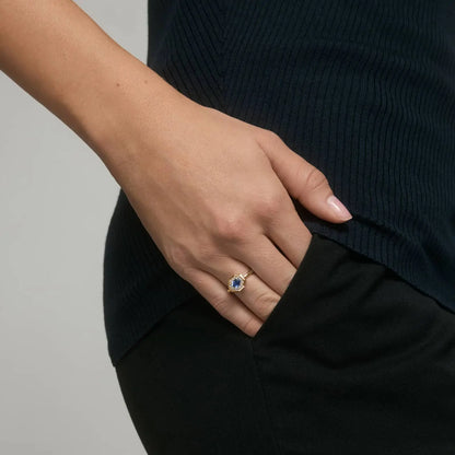 MUSHAN Custom Jewelry 925 Sterling Silver Ring Lab Blue Sapphire Oval Bridal Statement for Women 18K Gold Plated Classic Rings