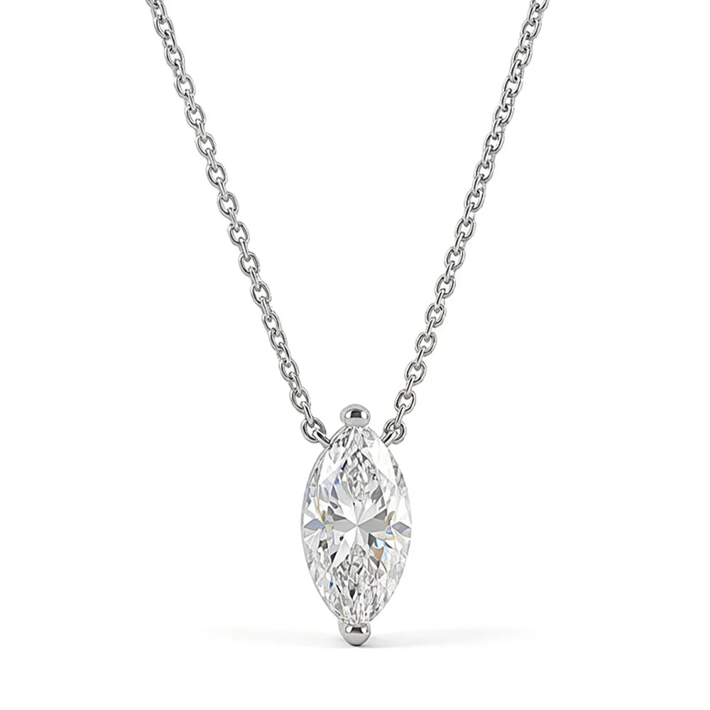 MuShan Luxury Jewelry 925 Sterling Silver Necklace 18IN Heart Moissanite Easter 18K Gold Plated for Her MST Patent 18INs