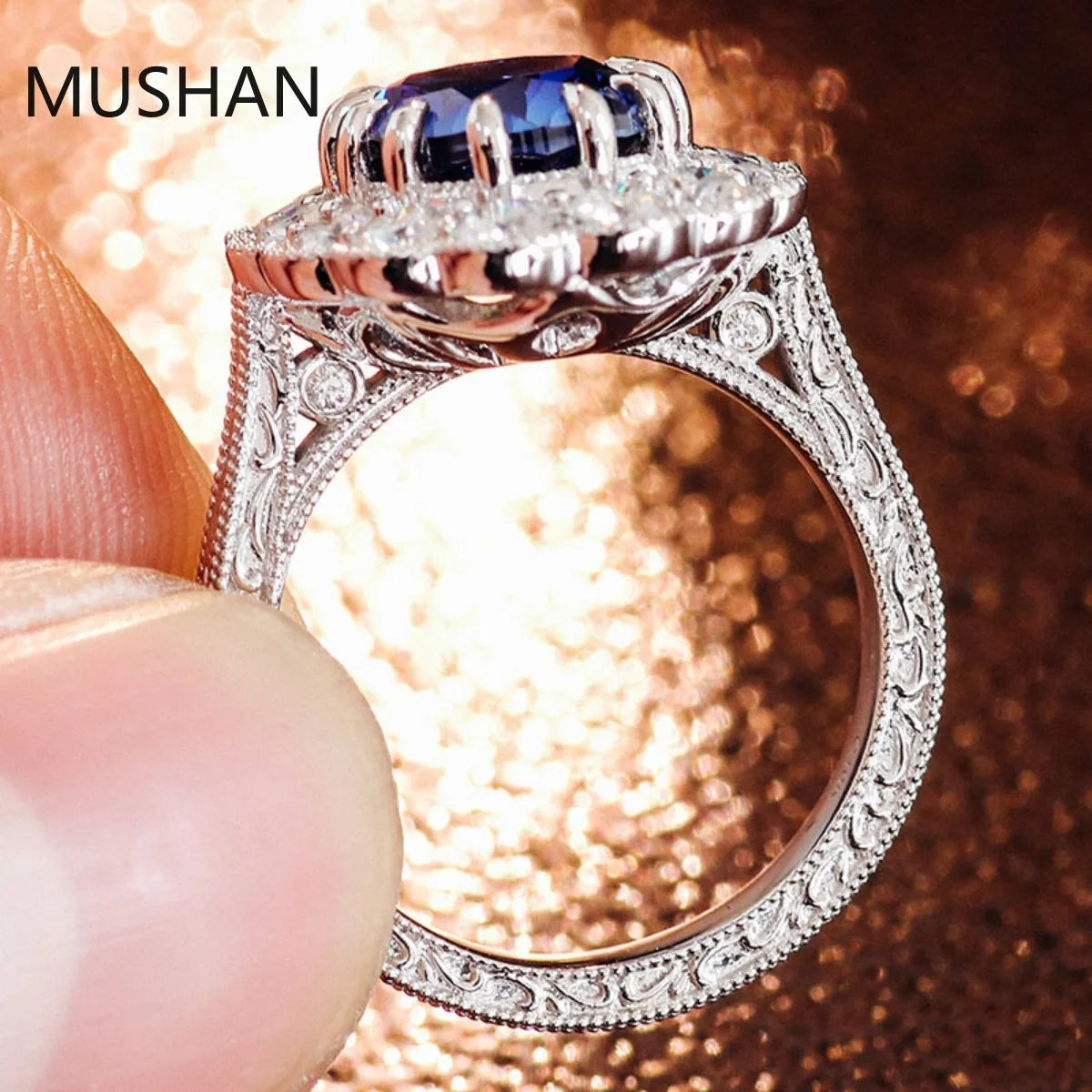MUSHAN Luxury Custom 14K 18K Gold Rings Band Jewelry With Moissanite Diamond Lab Grown Gemstones Diamond Wedding Ring For Women