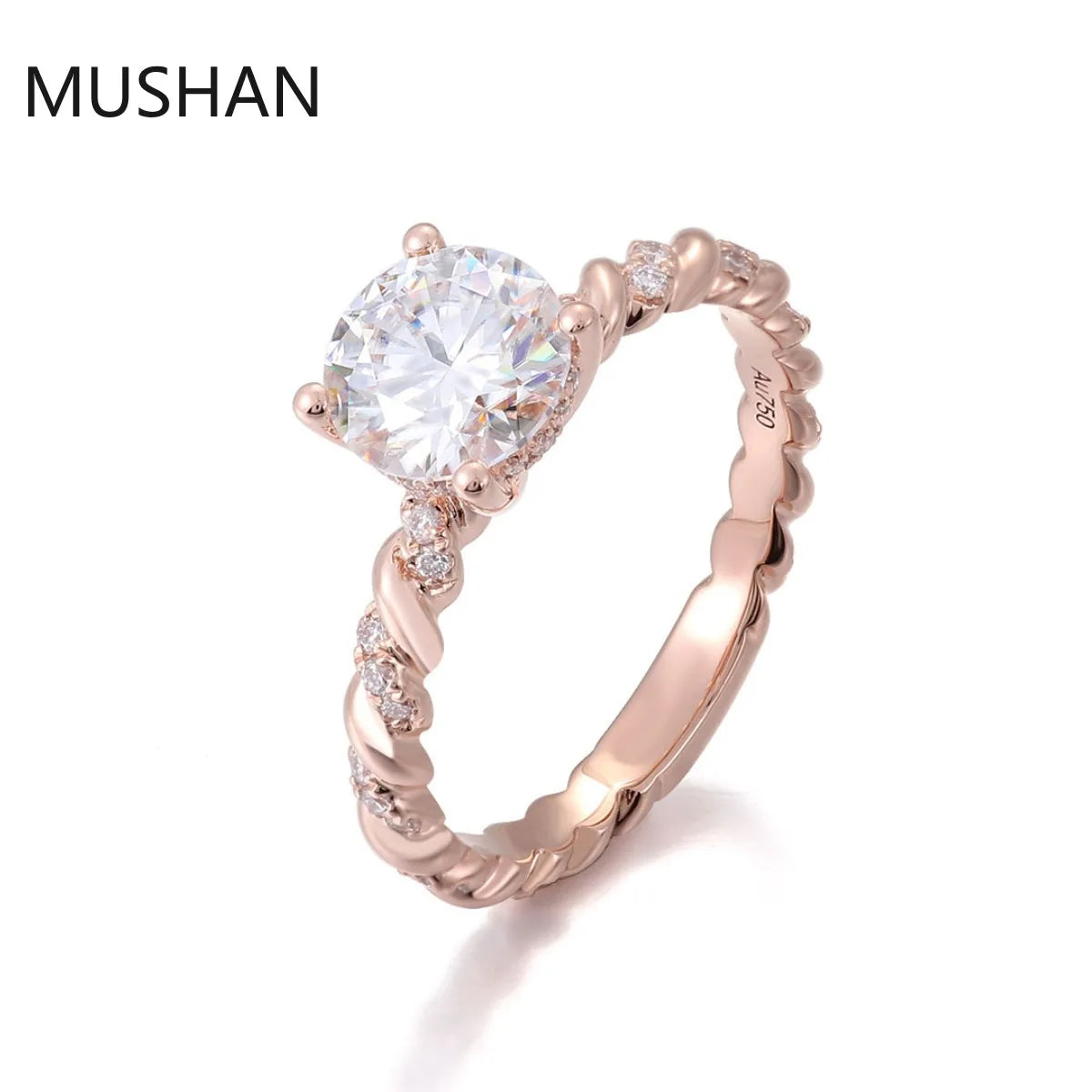 MUSHAN Luxury Custom 14K 18K Gold Rings Band Jewelry With Moissanite Diamond Lab Grown Gemstones Diamond Wedding Ring For Women
