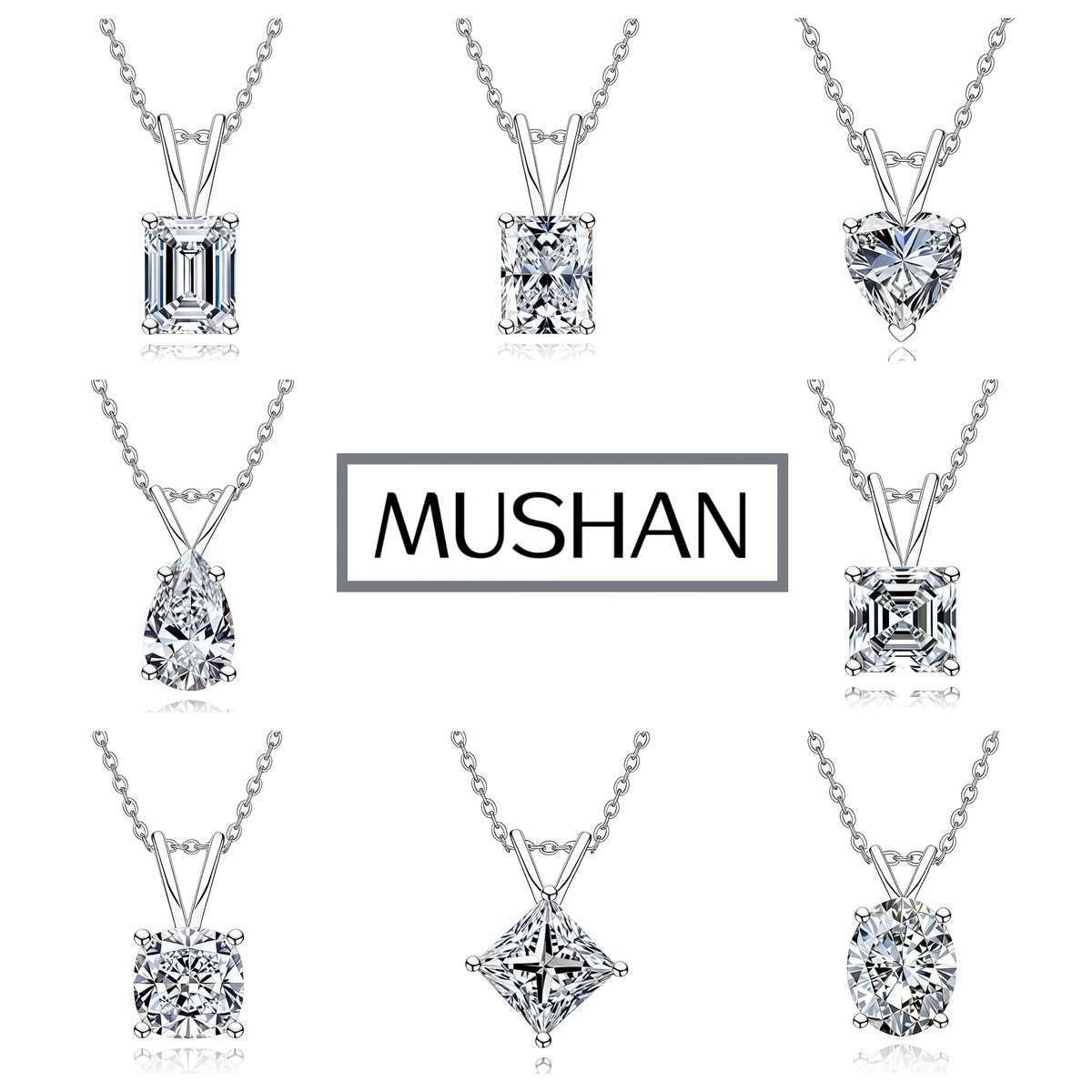 Collier pendentif en argent sterling 925 de luxe MUSHAN pour femmes, collier avec diamant moissanite GRA de 2 ct, 3 ct, 4 ct, 5 ct