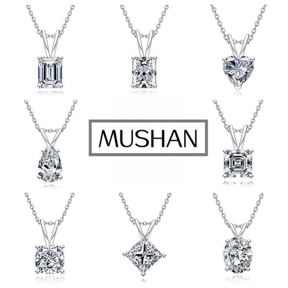 Collier pendentif en argent sterling 925 de luxe MUSHAN pour femmes, collier avec diamant moissanite GRA de 2 ct, 3 ct, 4 ct, 5 ct
