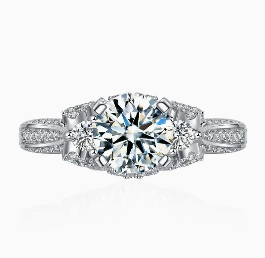 Anillos de plata de ley 925 MUSHAN Jewelry para mujer, alianzas de boda con diamante de moissanita, con certificado GRA, joyería fina