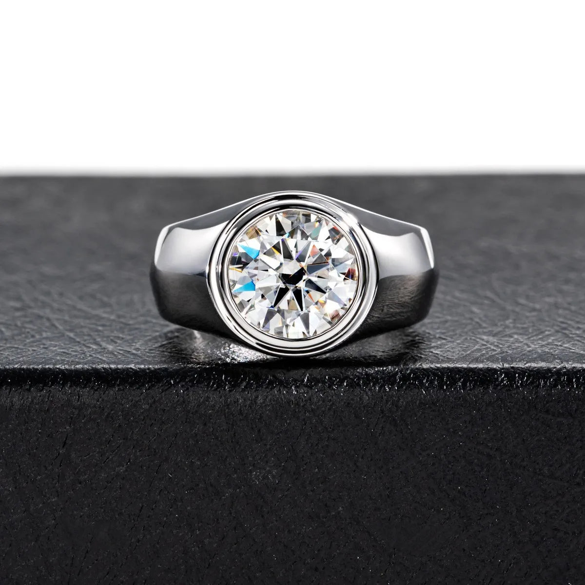 Bague MuShan Brand Jewelry en argent sterling 925, anneau minimaliste avec moissanite ronde pour elle, plaqué or véritable 18 carats, bague brevetée MST