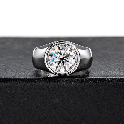 Bague MuShan Brand Jewelry en argent sterling 925, anneau minimaliste avec moissanite ronde pour elle, plaqué or véritable 18 carats, bague brevetée MST