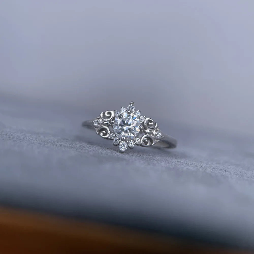 MuShan Brand Jewelry 925 Sterling Silver Ring VVS Moissanite Engagement Ring for Partner 18K Real Gold Plated MST Patent Rings