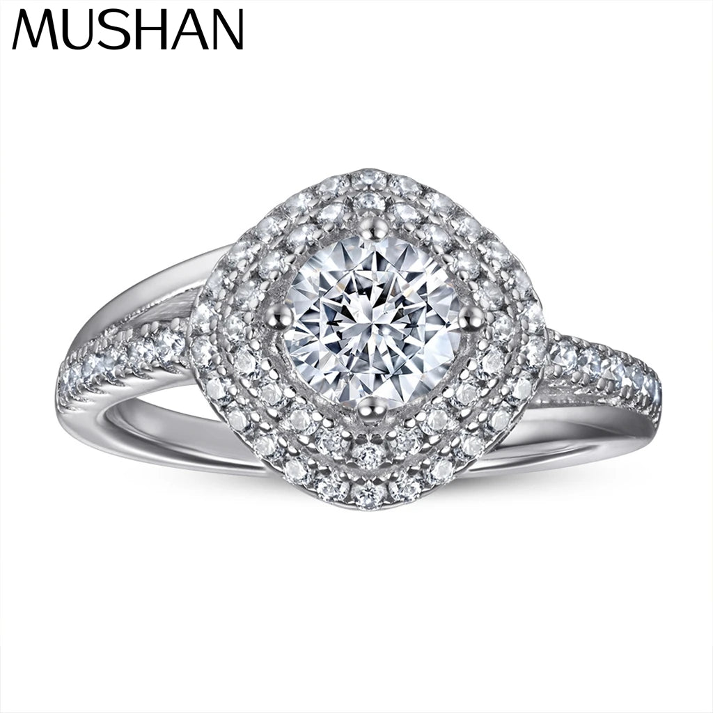 MuShan Jewelry 925 Sterling Silver Rings Bands Fashion Ring 7A Cubic Zirconia  Women Rings Bands Anniversary  Women Gift
