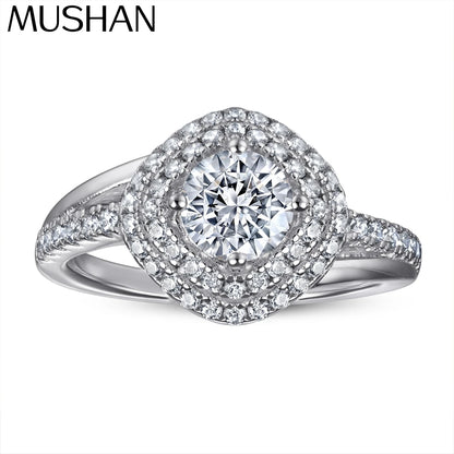 MuShan Jewelry 925 Sterling Silver Rings Bands Fashion Ring 7A Cubic Zirconia  Women Rings Bands Anniversary  Women Gift