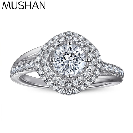 Anillo de plata de ley 925 MuShan Jewelry, anillo de moda con circonita cúbica 7A, alianzas para mujer, regalo de aniversario para mujer