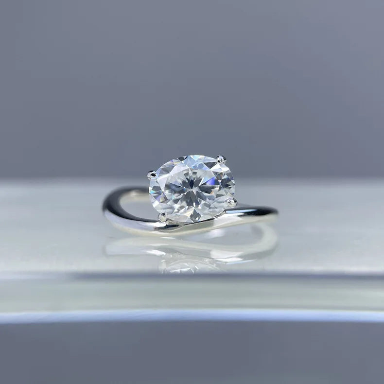 Anillo de plata de ley 925 de MuShan Luxury Jewelry, anillo minimalista de moissanita para amiga, bañado en oro de 18 quilates, joyería fina con patente MST