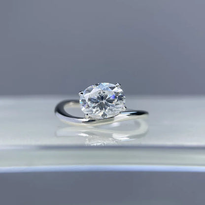Anillo de plata de ley 925 de MuShan Luxury Jewelry, anillo minimalista de moissanita para amiga, bañado en oro de 18 quilates, joyería fina con patente MST