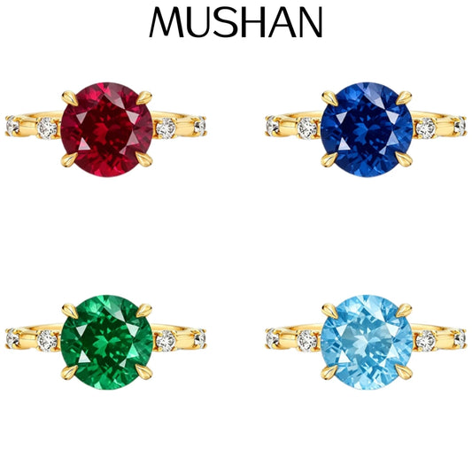 Bague MUSHAN personnalisée en argent sterling 925, saphir rouge de laboratoire, coupe radiante, bague vintage pour femme, plaqué or 18 carats, bague tendance