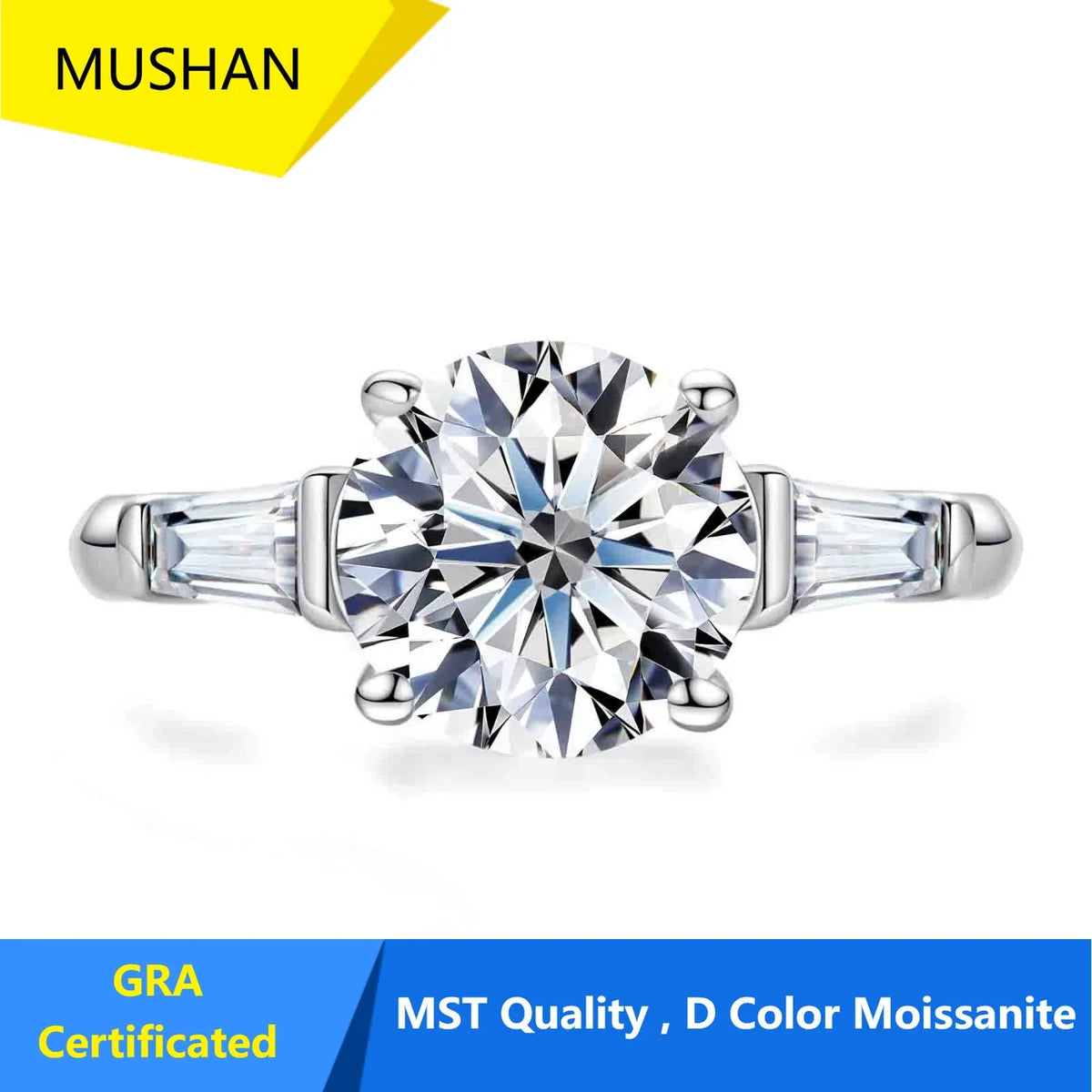 MUHAN Luxury Jewelry  925 Sterling Silver Ring Wedding Band  Women GRA Certificate Moissanite Diamond Rings D Color Fine Jewelry
