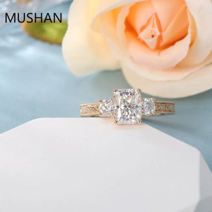 MUSHAN Luxury Custom 14K 18K Gold Rings Band Jewelry With Moissanite Diamond Lab Grown Gemstones Diamond Wedding Ring For Women