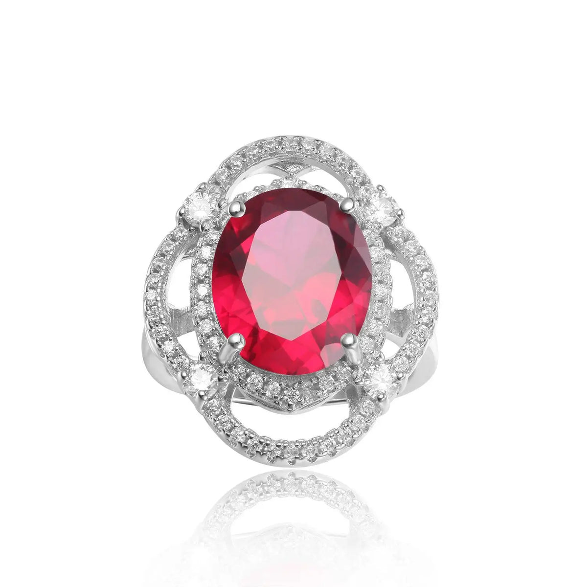 MUSHAN Custom Jewelry 925 Sterling Silver Ring Lab Red Ruby Cushion Daily Ring for Women 18K Gold Plated GRC Certificate Rings