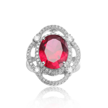MUSHAN Custom Jewelry 925 Sterling Silver Ring Lab Red Ruby Cushion Daily Ring for Women 18K Gold Plated GRC Certificate Rings