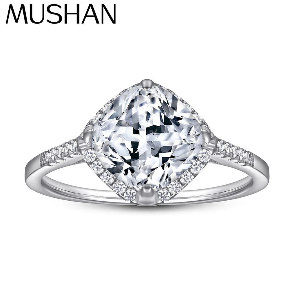 MuShan Jewelry 925 Sterling Silver Rings Bands Rings Bands Ring 7A Cubic Zirconia Vintage Engagement Anniversary  Women Gift