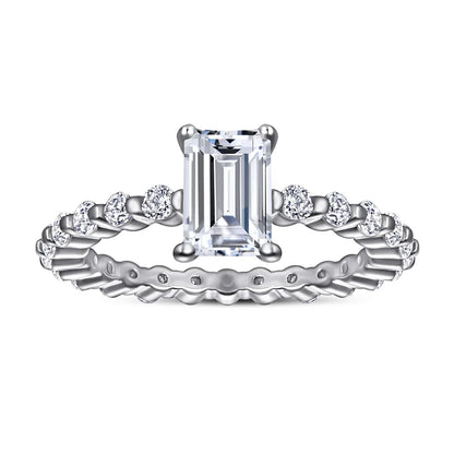 MuShan Jewelry 925 Sterling Silver Rings Bands Engagement Ring 7A Cubic Zirconia Birthday Timeless Anniversary  Women Gift