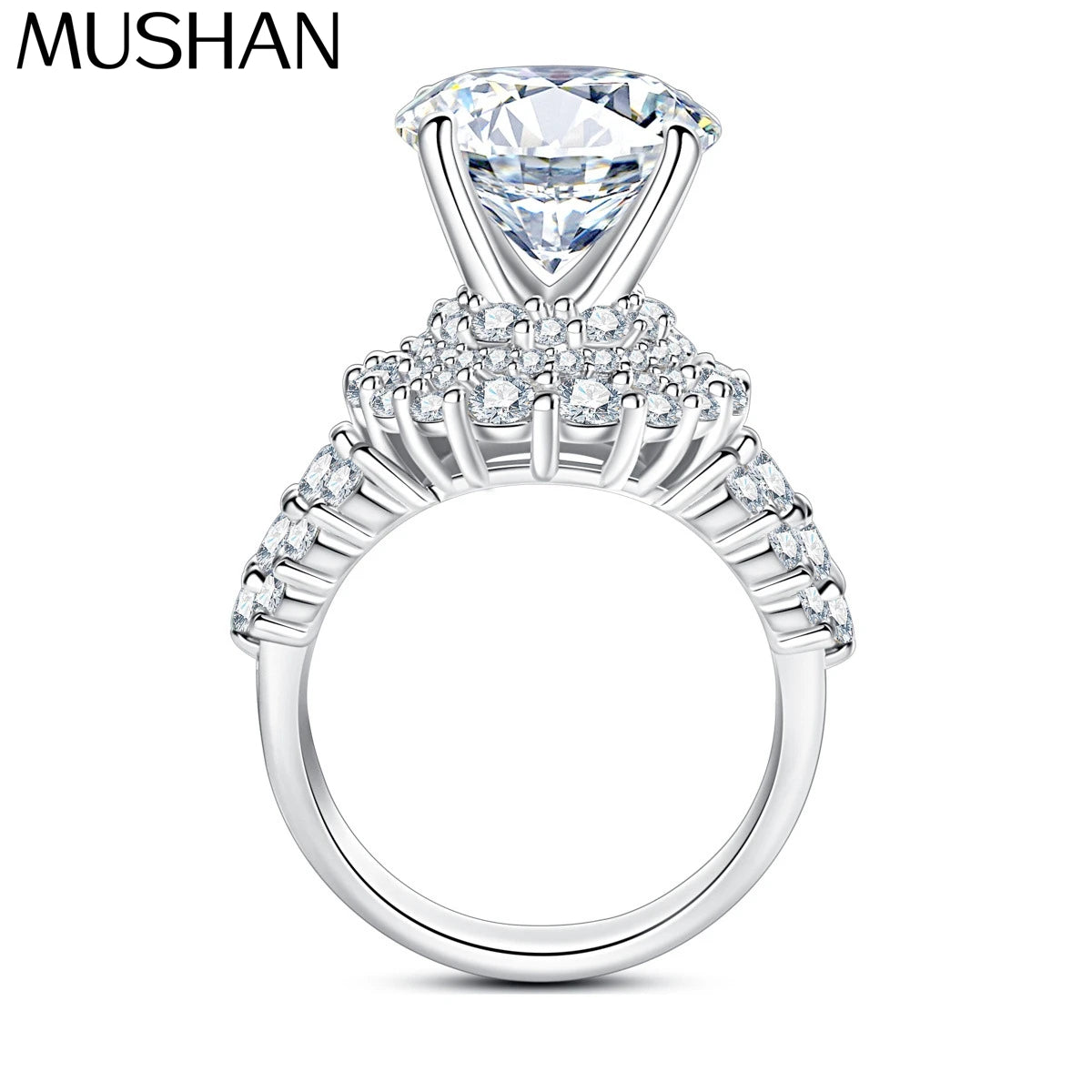 MuShan Designer Jewelry 925 Sterling Silver Ring Brilliant Moissanite Present Ring Ladies 18K Gold Plated MST Patent Fine Rings
