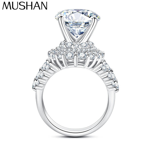 MuShan Designer Jewelry 925 Sterling Silver Ring Brilliant Moissanite Present Ring Ladies 18K Gold Plated MST Patent Fine Rings