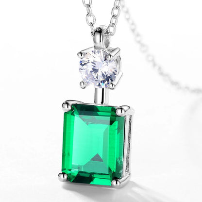 MUSHAN Luxury Jewelry 925 Sterling Silver Chain Pendant Necklace Lab Grown Emerald Ruby Gemstones Necklaces Pendants GRC Jewelry