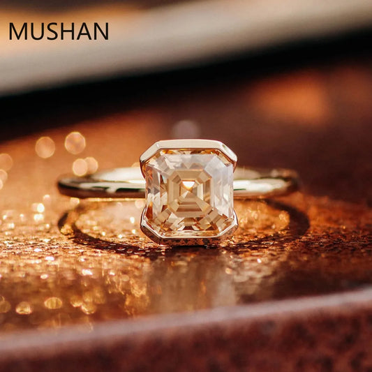MUSHAN Luxury Custom 14K 18K Gold Rings Band Jewelry With Moissanite Diamond Lab Grown Gemstones Diamond Wedding Ring For Women