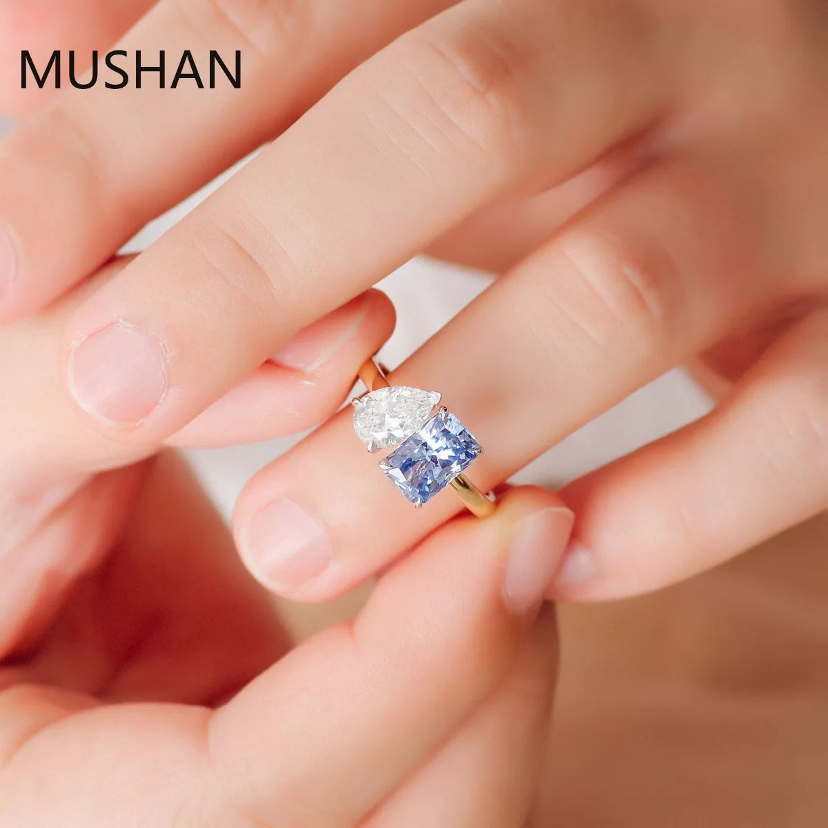 MUSHAN Luxury Custom 14K 18K Gold Rings Band Jewelry With Moissanite Diamond Lab Grown Gemstones Diamond Wedding Ring For Women