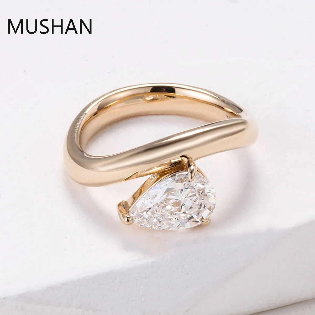 MUSHAN Luxury Custom 14K 18K Gold Rings Band Jewelry With Moissanite Diamond Lab Grown Gemstones Diamond Wedding Ring For Women