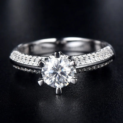 Anillo de joyería de lujo MuShan de plata de ley 925, anillo de moissanita para regalo de Navidad, baño de oro de 18K, anillos finos con patente MST