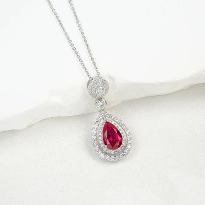 MUSHAN Luxury Jewelry 925 Sterling Silver Chain Pendant Necklace Lab Grown Emerald Ruby Gemstones Necklaces Pendants GRC Jewelry