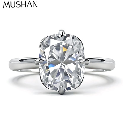 Bague MUSHAN Luxury Jewelry en argent sterling 925, diamant moissanite taille coussin de 4 carats (8x10 mm), plaquée rhodium, pour femme