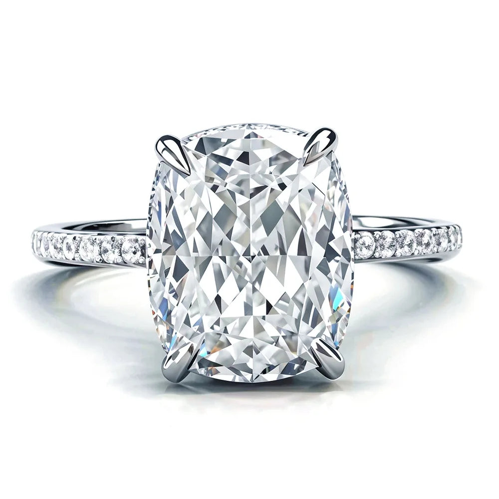 Anillo de boda de plata de ley 925 marca MuShan con diamante de moissanita, color D, VVS1, joyería fina con patente MST para mujer