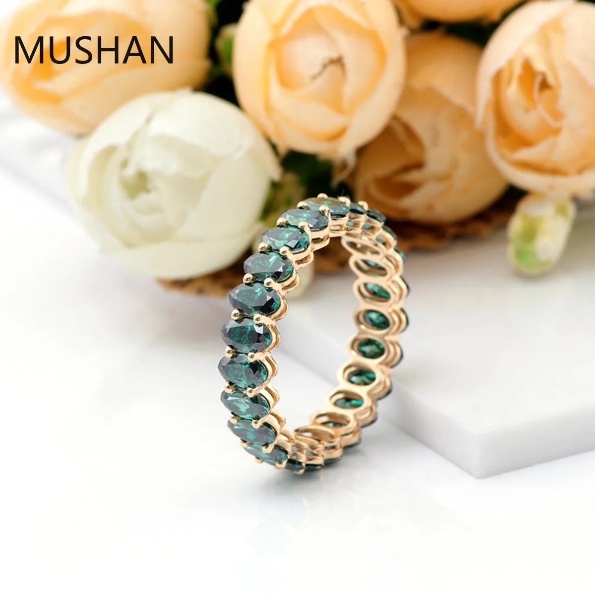 MUSHAN Luxury Custom 14K 18K Gold Rings Band Jewelry With Moissanite Diamond Lab Grown Gemstones Diamond Wedding Ring For Women