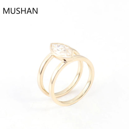 MUSHAN Luxury Custom 14K 18K Gold Rings Band Jewelry With Moissanite Diamond Lab Grown Gemstones Diamond Wedding Ring For Women