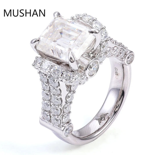 MUSHAN Luxury Custom 14K 18K Gold Rings Band Jewelry With Moissanite Diamond Lab Grown Gemstones Diamond Wedding Ring For Women