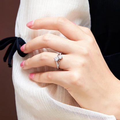 MuShan Jewelry 925 Sterling Silver Rings Bands Engagement Ring 5A Cubic Zirconia  Women Premium Anniversary  Women Gift