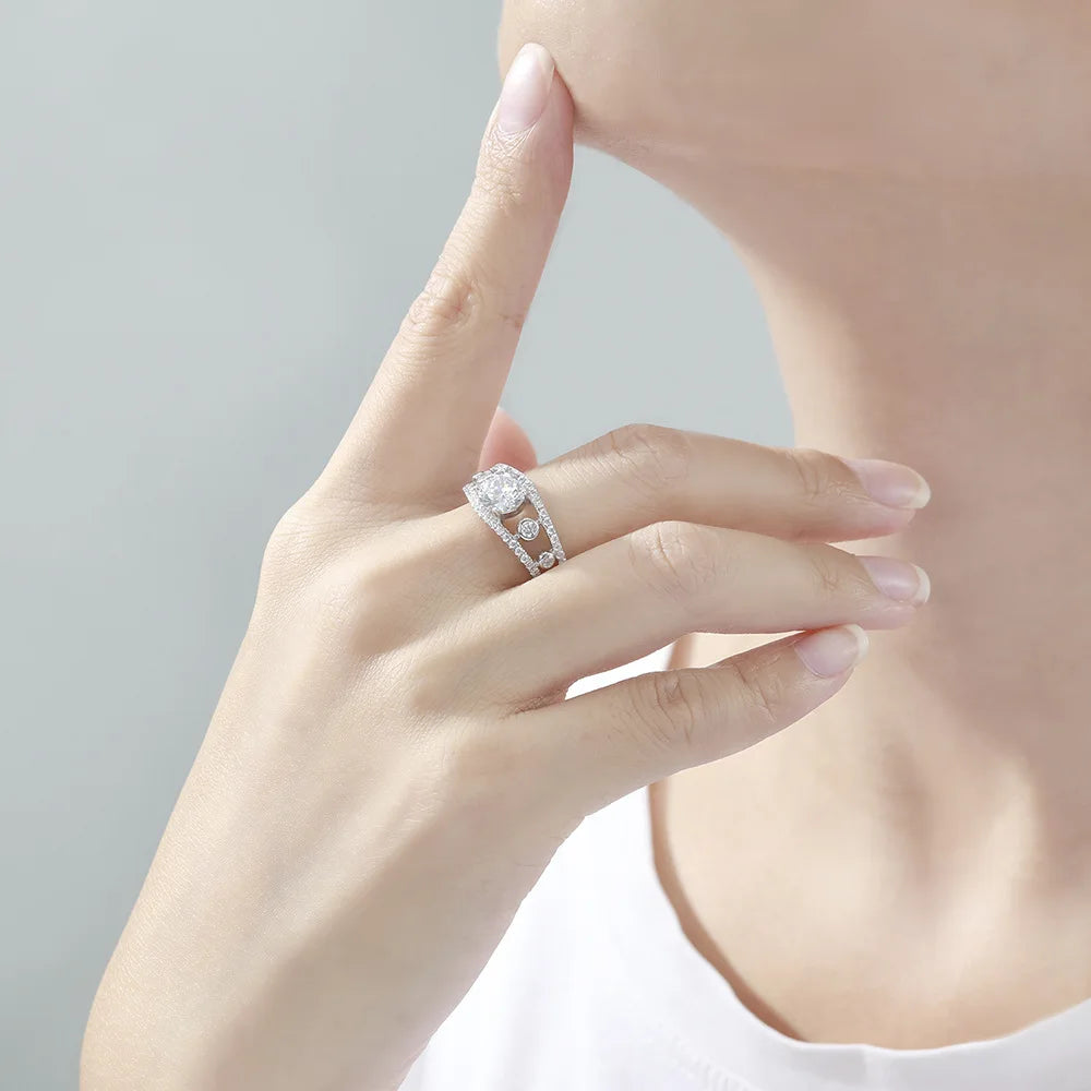 Anillo de plata de ley 925 marca MuShan con circonita cúbica 5A en forma de corazón para novia, joyería fina con baño de oro real de 18K